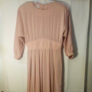 Joan Sparks For Daniel Barrett Vintage Dress Women 14 Long Sleeve Satin Pink